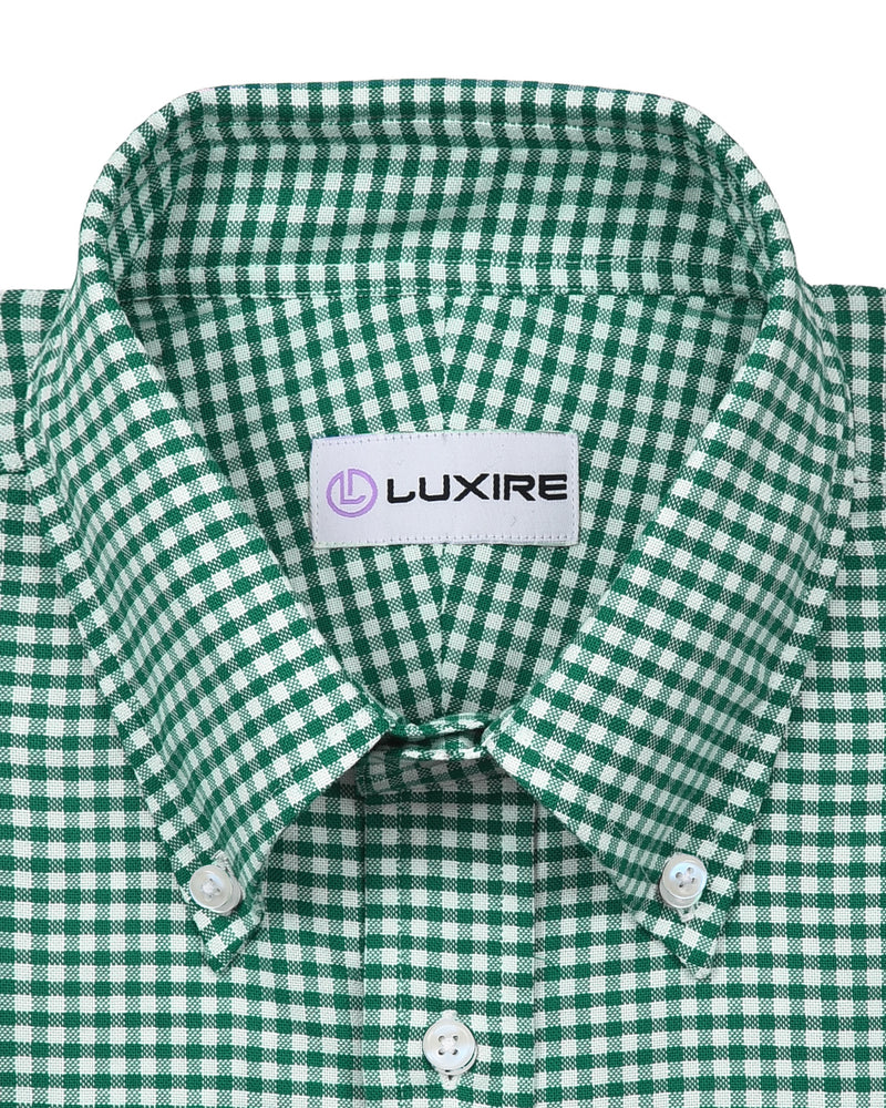 Oxford Lincoln Green Gingham on White