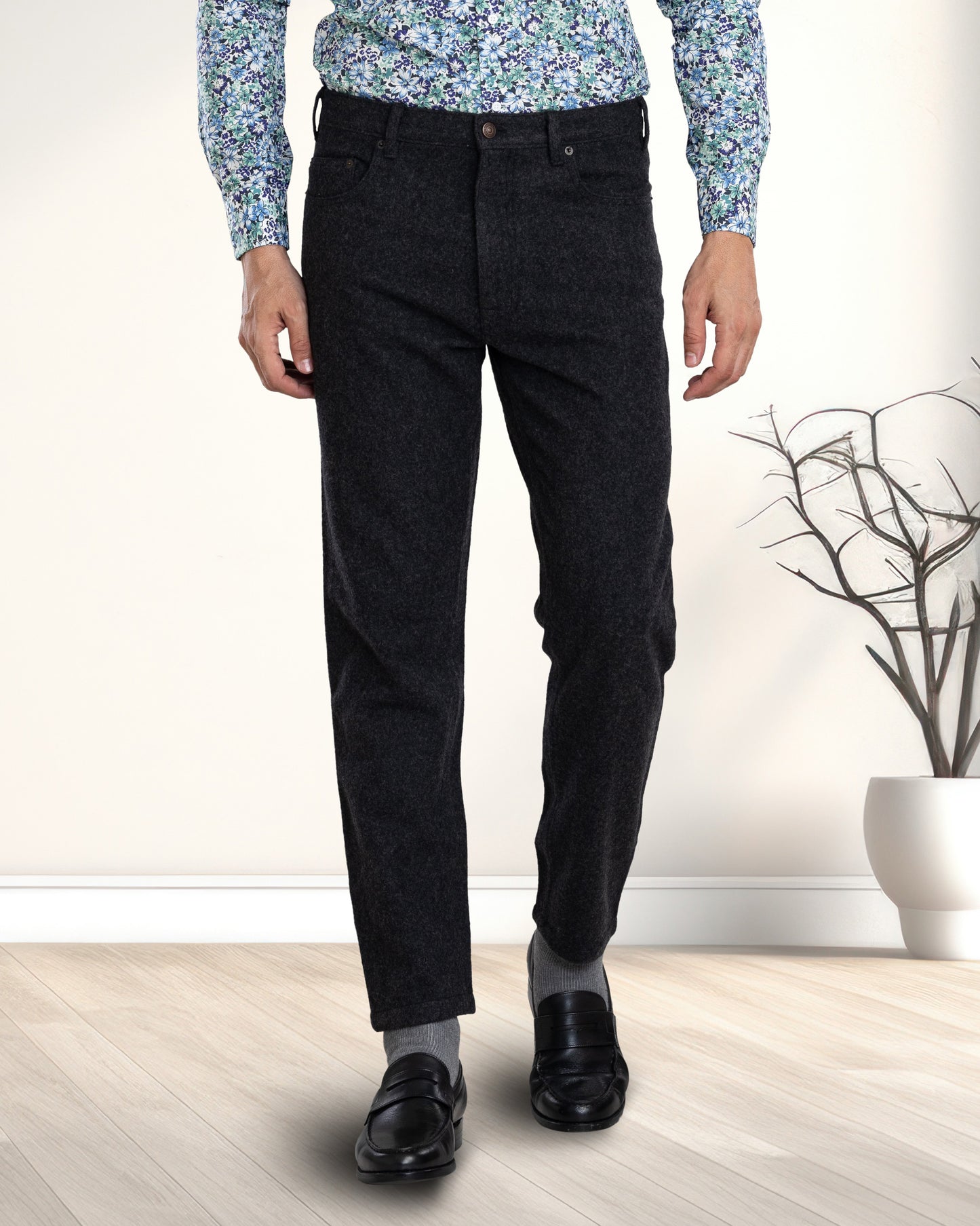 Charcoal Grey Wool Jeans