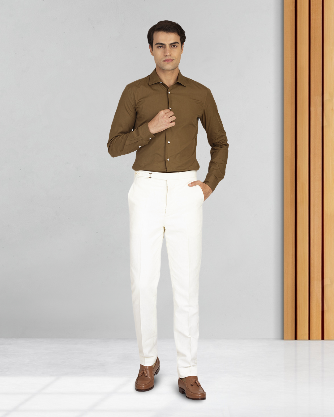 Army Green Casual Chambray - 5