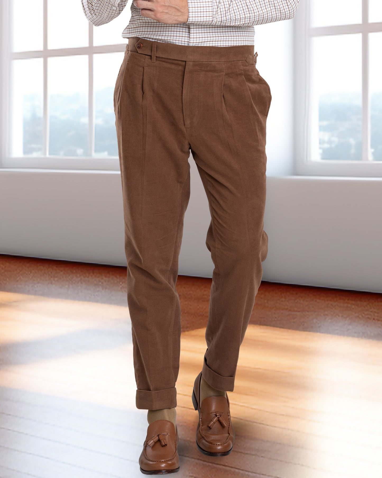 Zegna Brown Cashco Moleskin Dress Pant