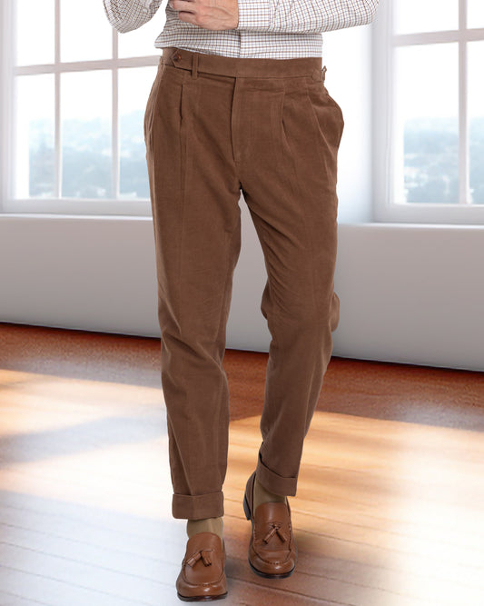 Zegna Brown Cashco Moleskin Dress Pant