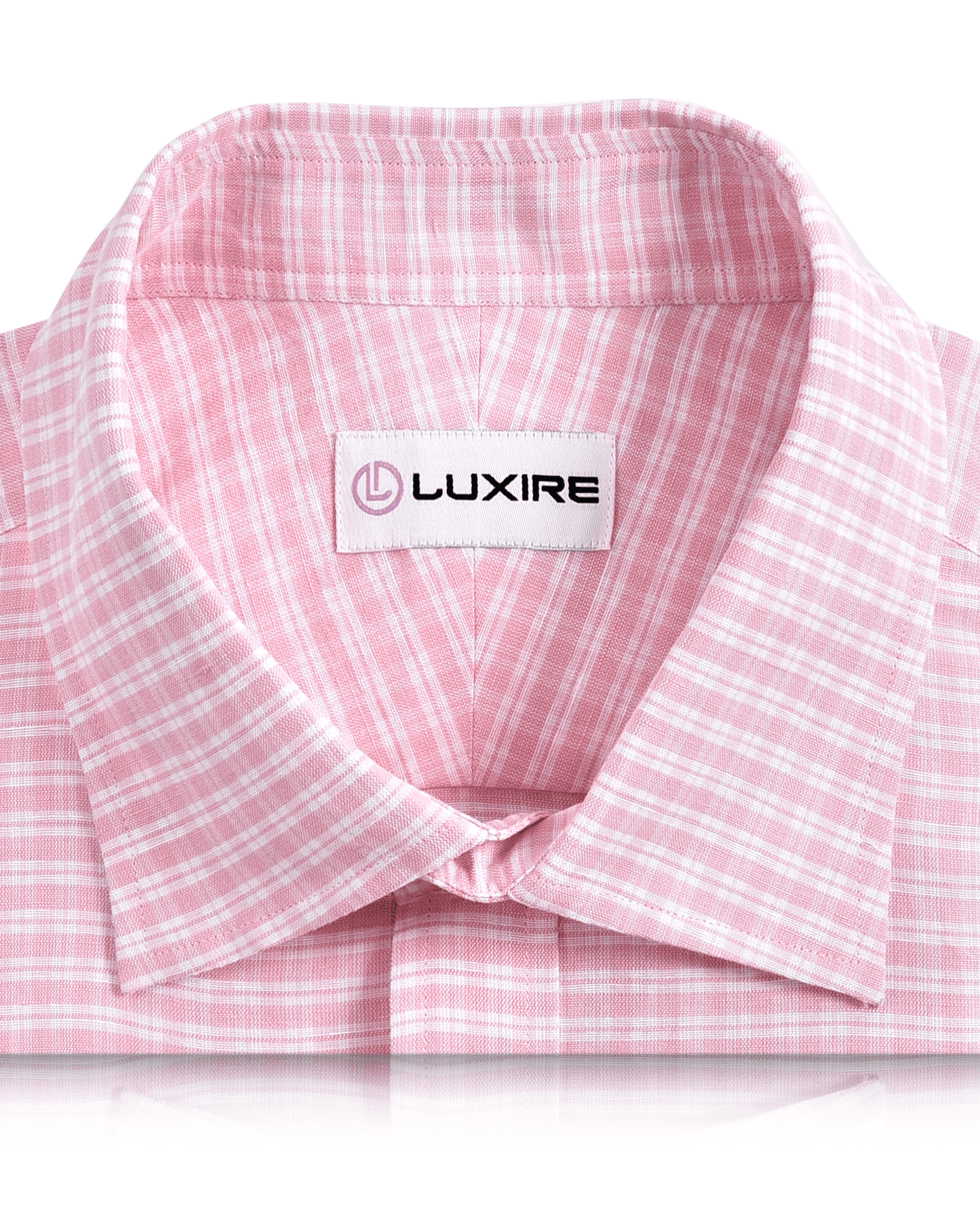 Cotton Linen: Light Pink Tartan Checks On White