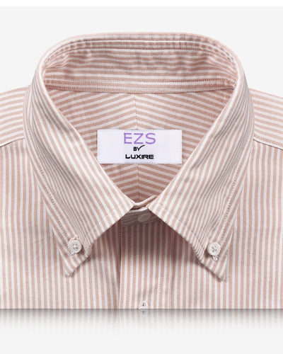 EZS Pale Orange University Stripes Oxford Shirt