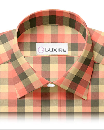 Orange Olive Tan Windowpane Twill Flannel Work Shirt