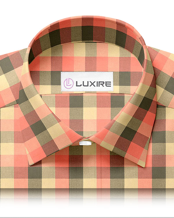 Orange Olive Tan Windowpane Twill Flannel Work Shirt