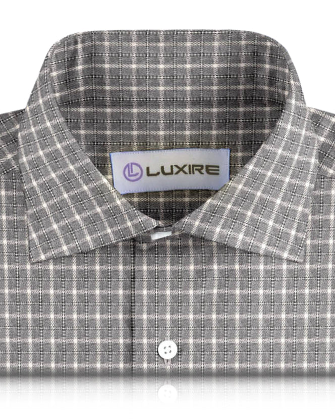 Grey White Tattersall Flannel Work Shirt - 2
