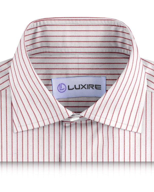 Pullover Shirt in White Red Pin Stripes Linen