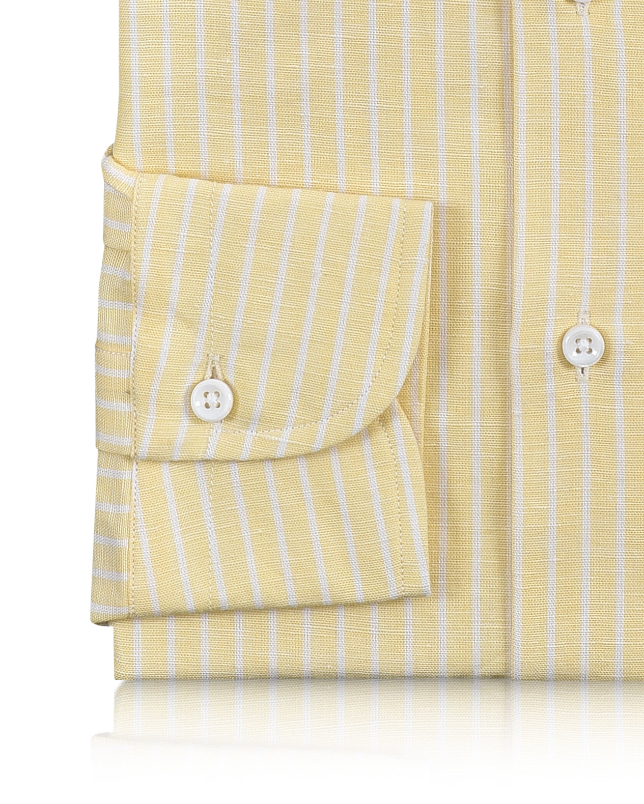 Cotton Linen: White Pencil Stripes On Pastel Yellow