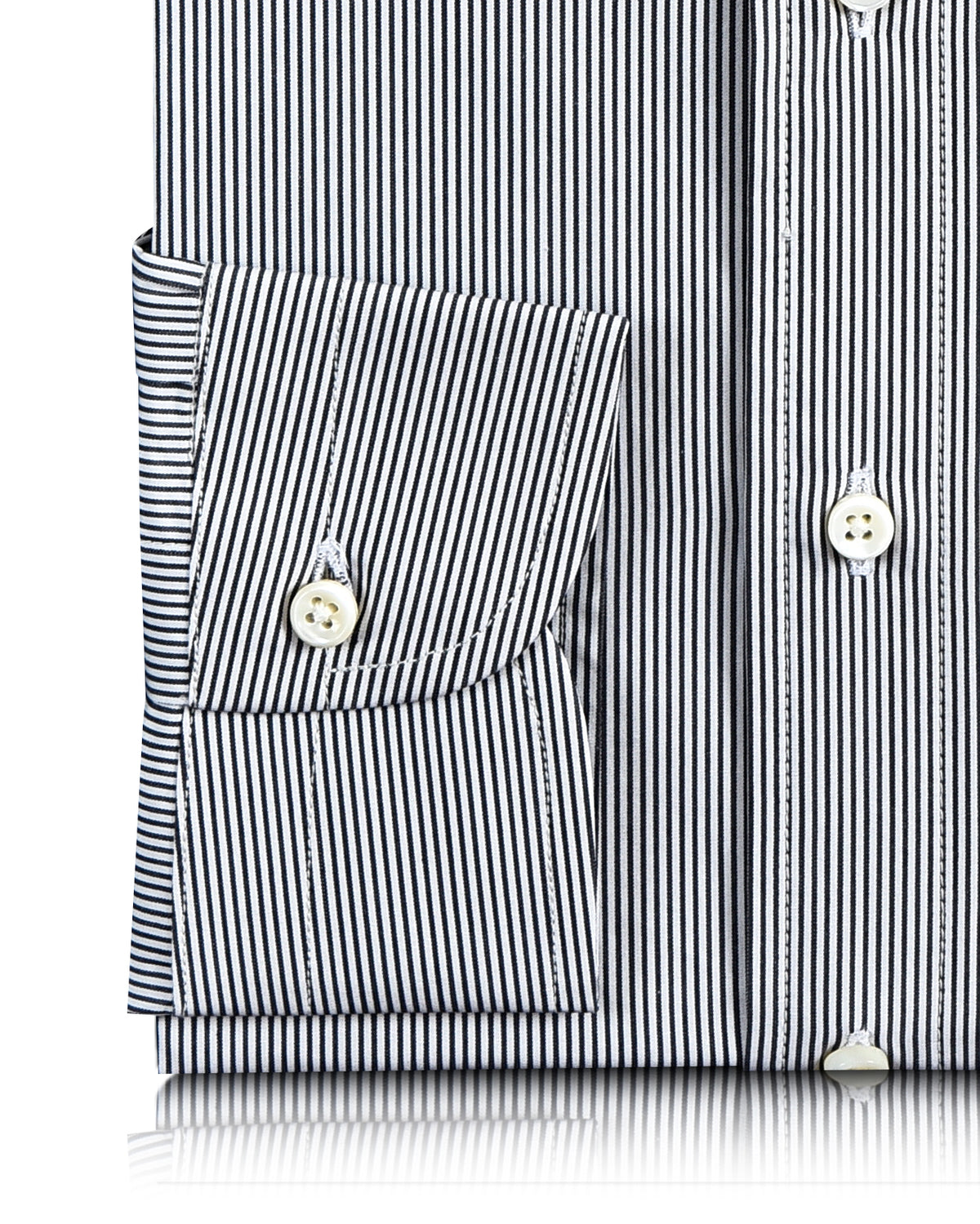 Brembana White Black Hairline Stripes Shirt - 3