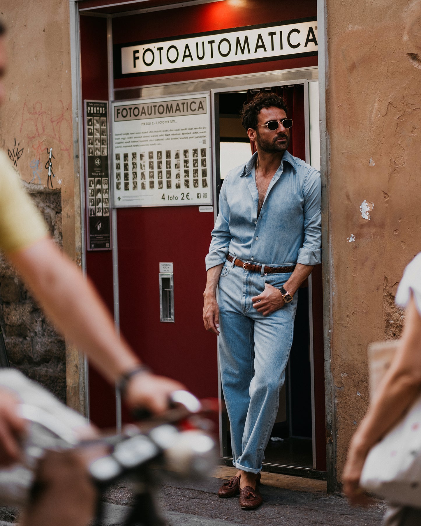 Fade Washed Light Blue Denim Chambray Shirt