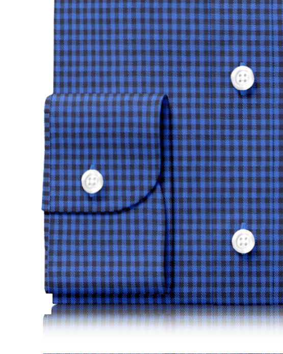 Navy Black Small Gingham Twill