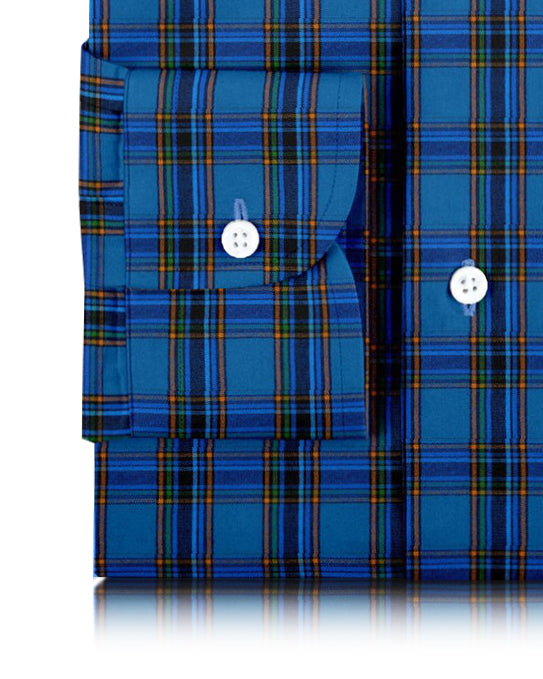 Blue Black Dark Orange Green Tartan Checks