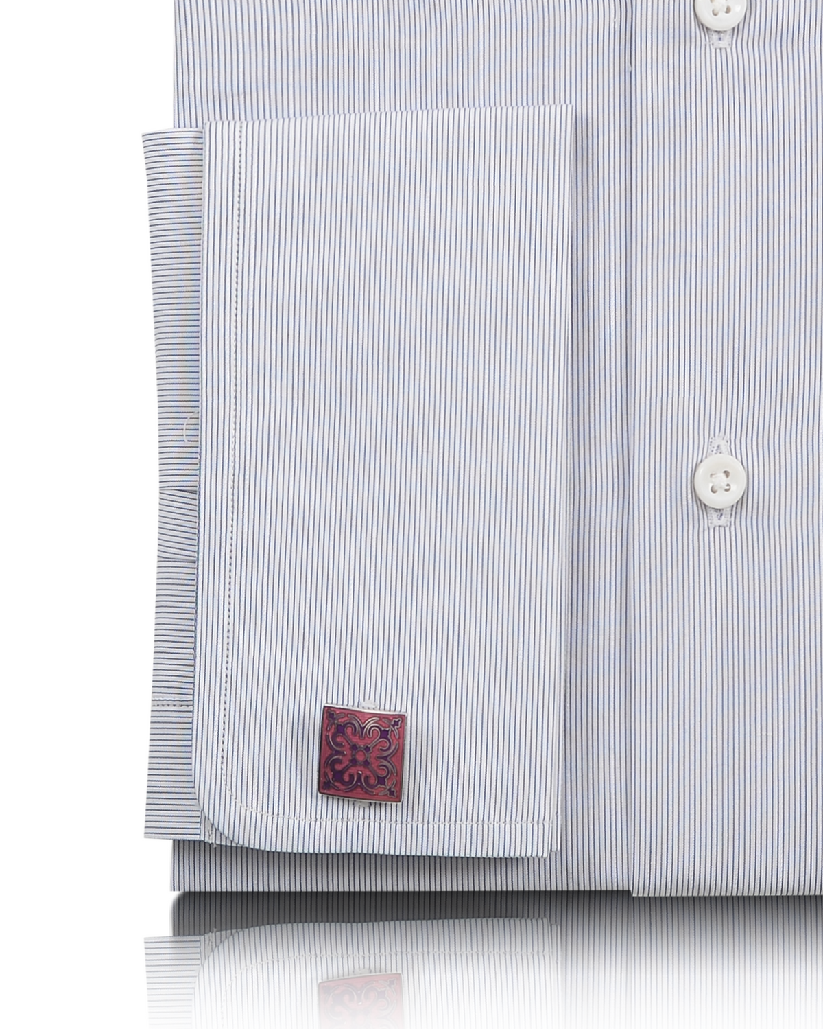 Blue Hairline Stripe On white Shirt - 3