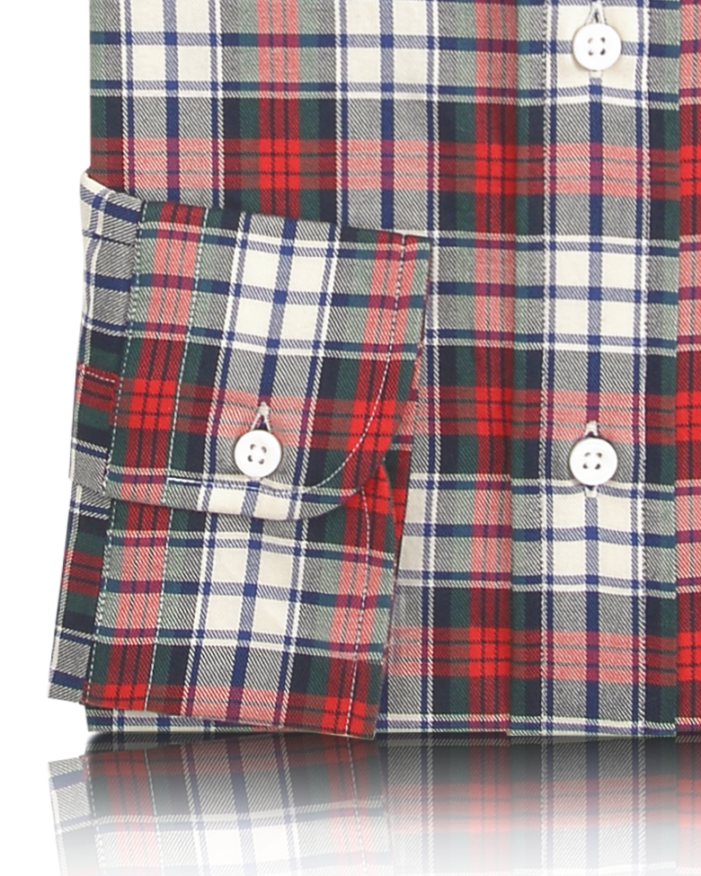 Red Blue Tartan Twill Shirt - 3