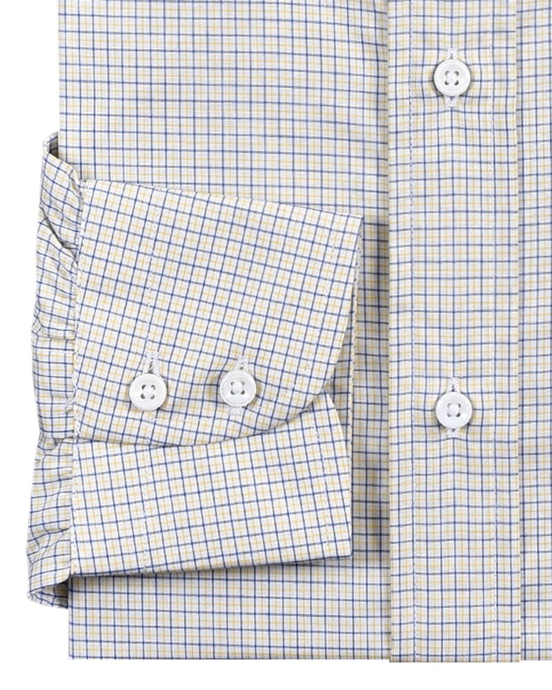 Blue Yellow Tattersall Checks On White