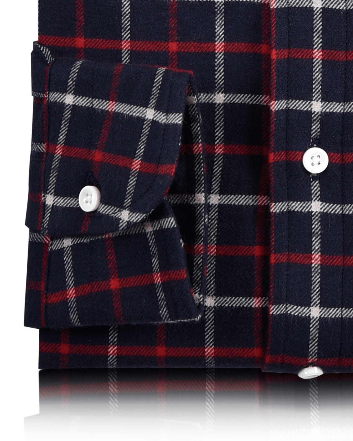 Red White on Navy Tattersall Twill Flannel