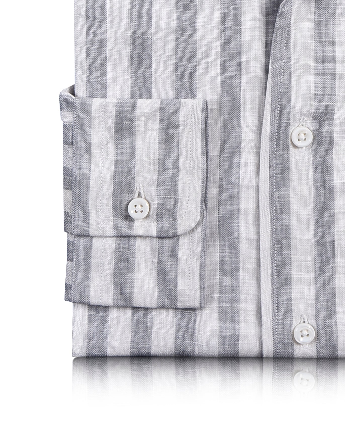 Linen: Grey Tape Stripes On White Shirt