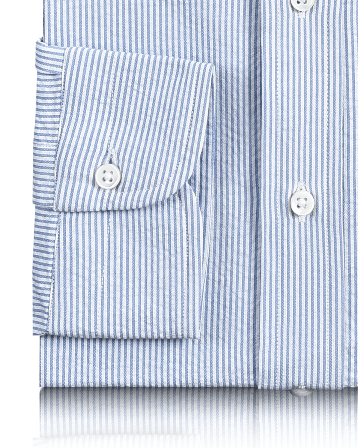Blue Dress Stripes Seersucker Shirt - 3