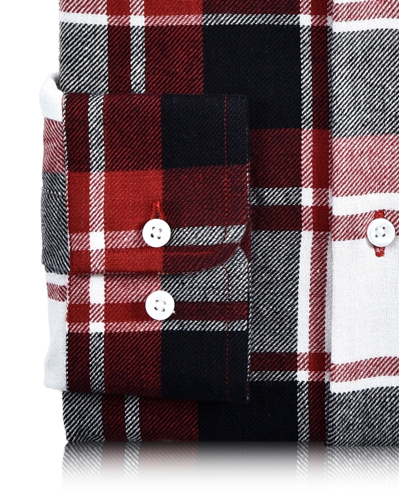 Bold Twill Red Black Checks on White