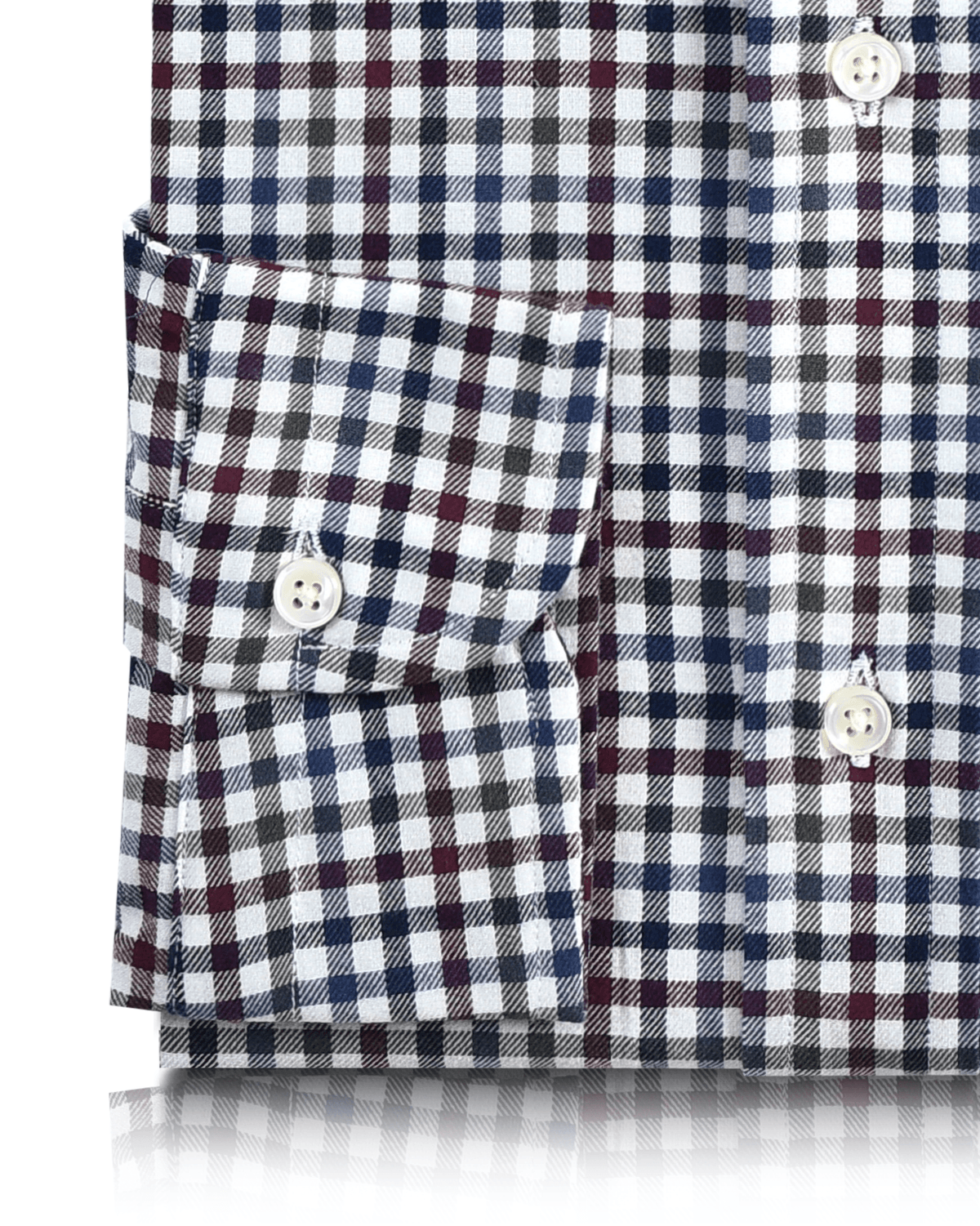 Maroon With Blue Green Tattersall Checks Twill Shirt - 3
