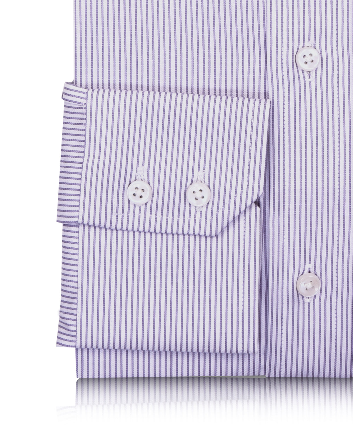 Purple Pin Stripes On White Shirt - 3