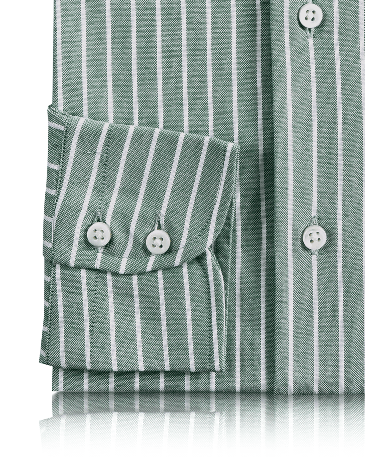White Stripes On Fern Green Oxford Shirt - 3
