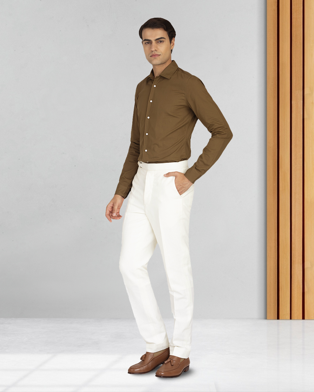 Army Green Casual Chambray - 4