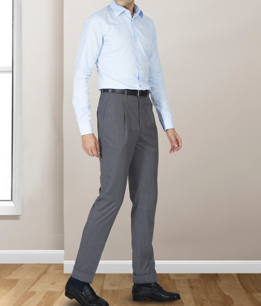 Washable Wool Pants: Plain Mid Grey