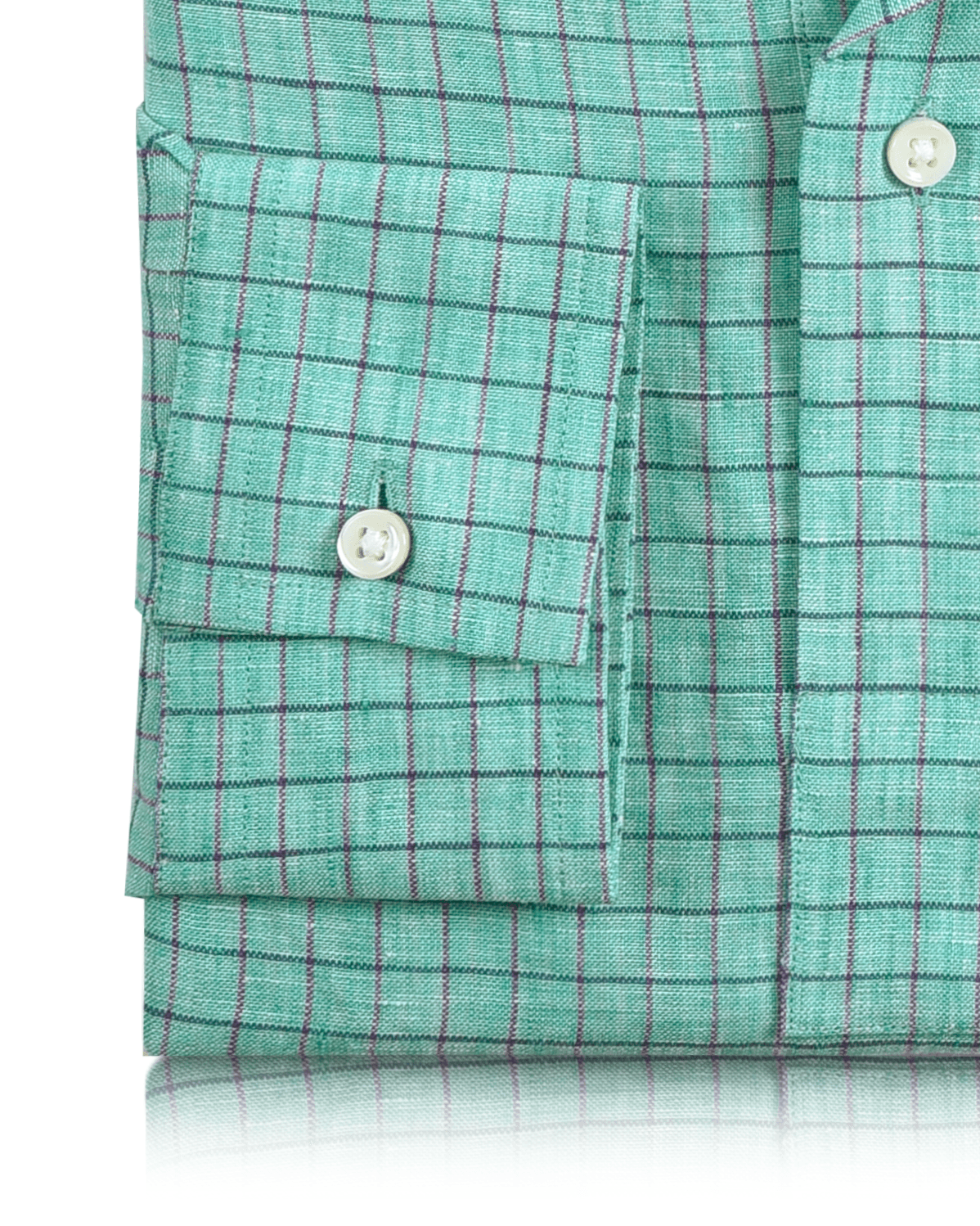 Linen: Persian Green With Pink Blue Pin Graph Checks