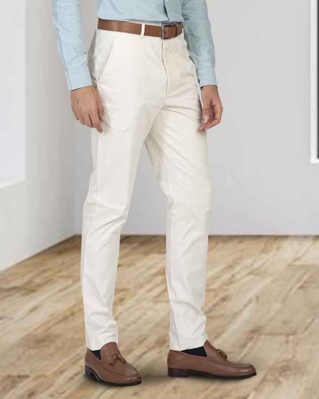 EZS Genoa Ivory Cream Custom Chino Pants for Men – Luxire Custom