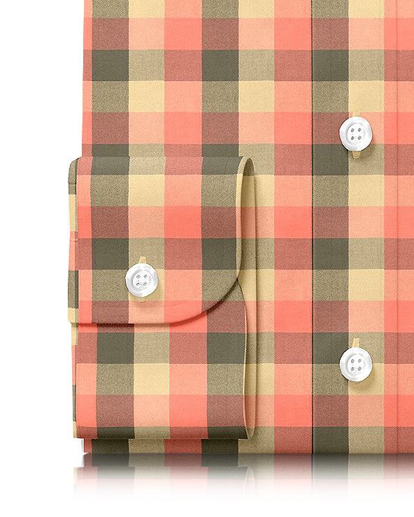 Orange Olive Tan Windowpane Twill Flannel Work Shirt