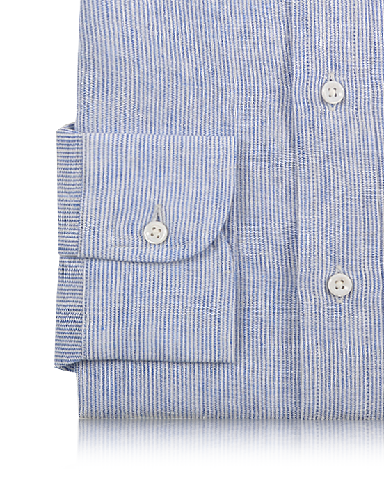 Linen: Blue White Dress Stripes - 3