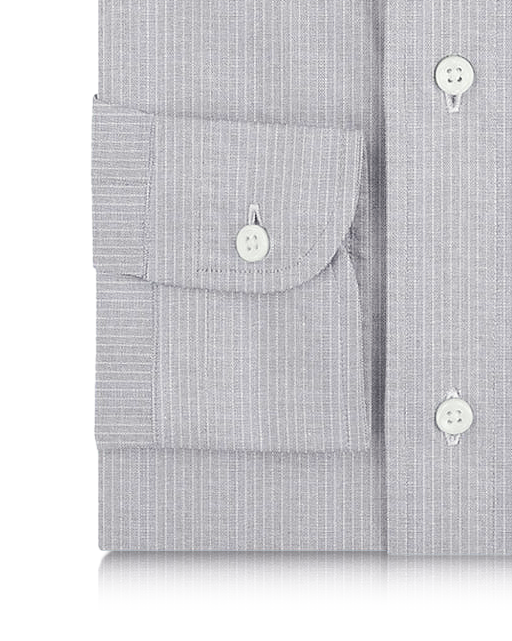 Cotton Linen: White Hairline Stripes On Grey