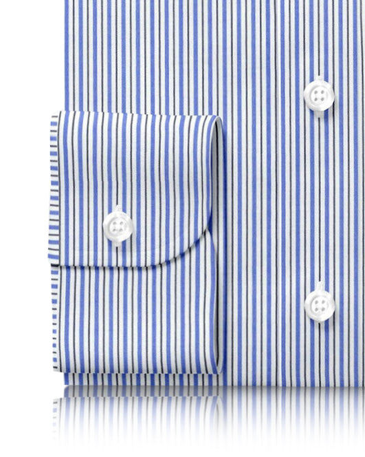 White Blue Black Alternate Pencil Stripes on White