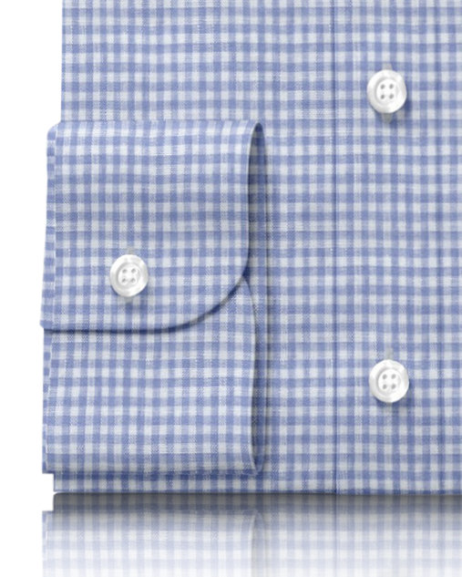 Linen:Blue Mini Gingham Shirt - 3