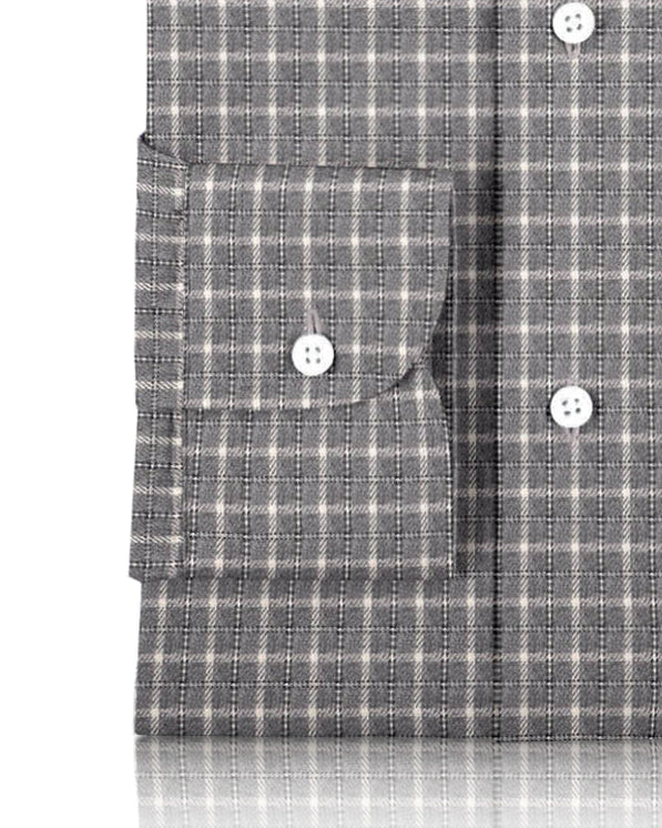 Grey White Tattersall Flannel Work Shirt