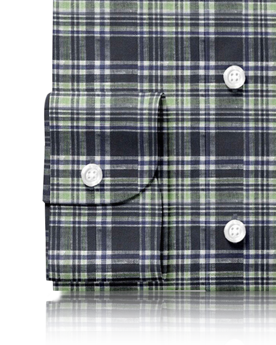 Madras Navy Green Checks Linen - 3