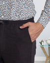Charcoal Grey Milange Cotton Flannel Drawstring Pant