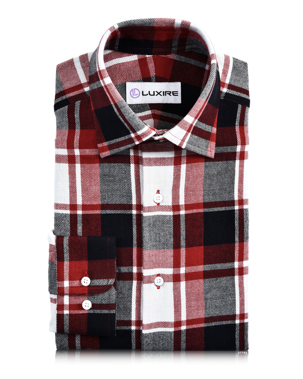 Bold Twill Red Black Checks on White