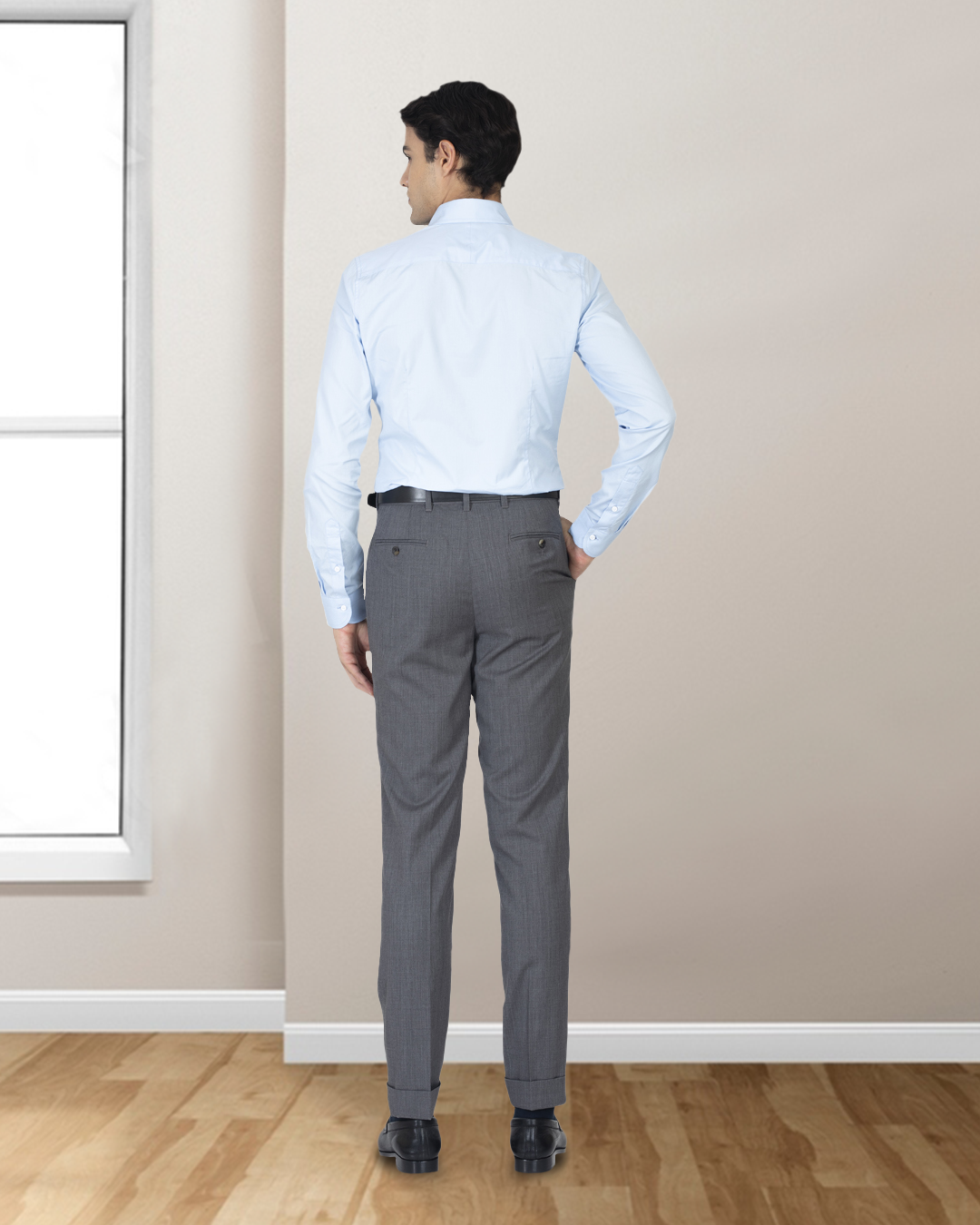 Washable Wool Pants: Plain Mid Grey