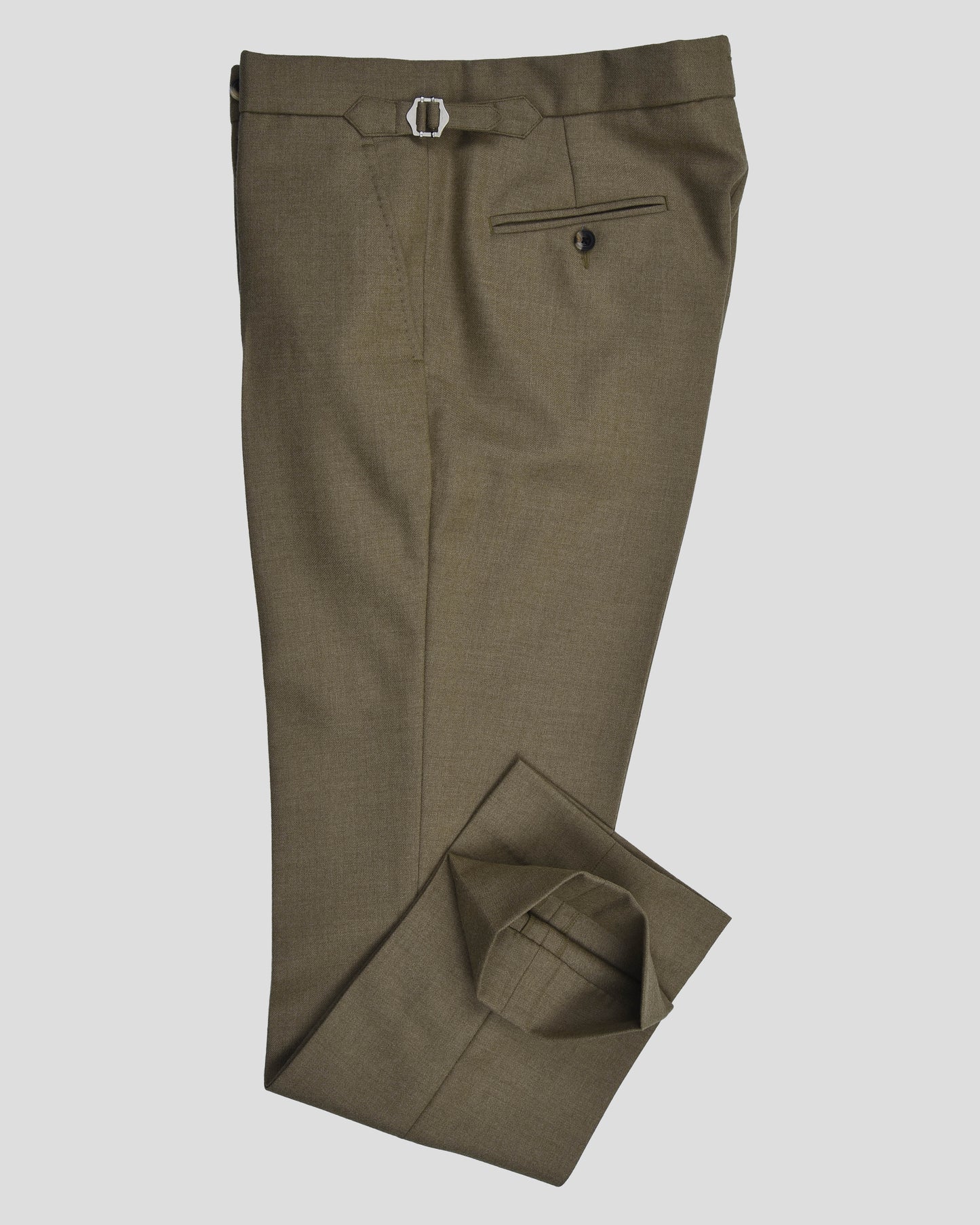 Dugdale Olive Beige Wool Flannel Dress Pant