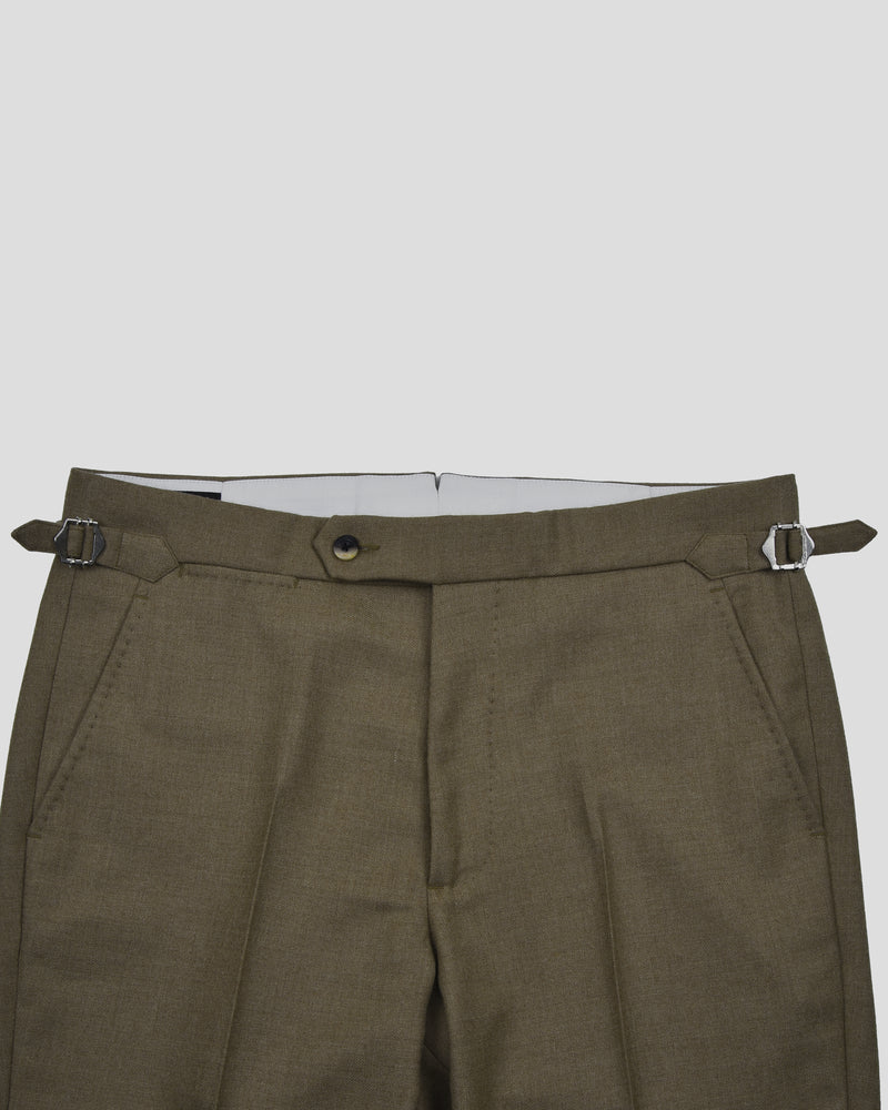 Dugdale Olive Beige Wool Flannel Dress Pant