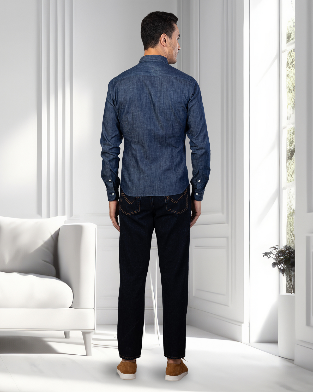 Dark Blue Denim Shirt - 7