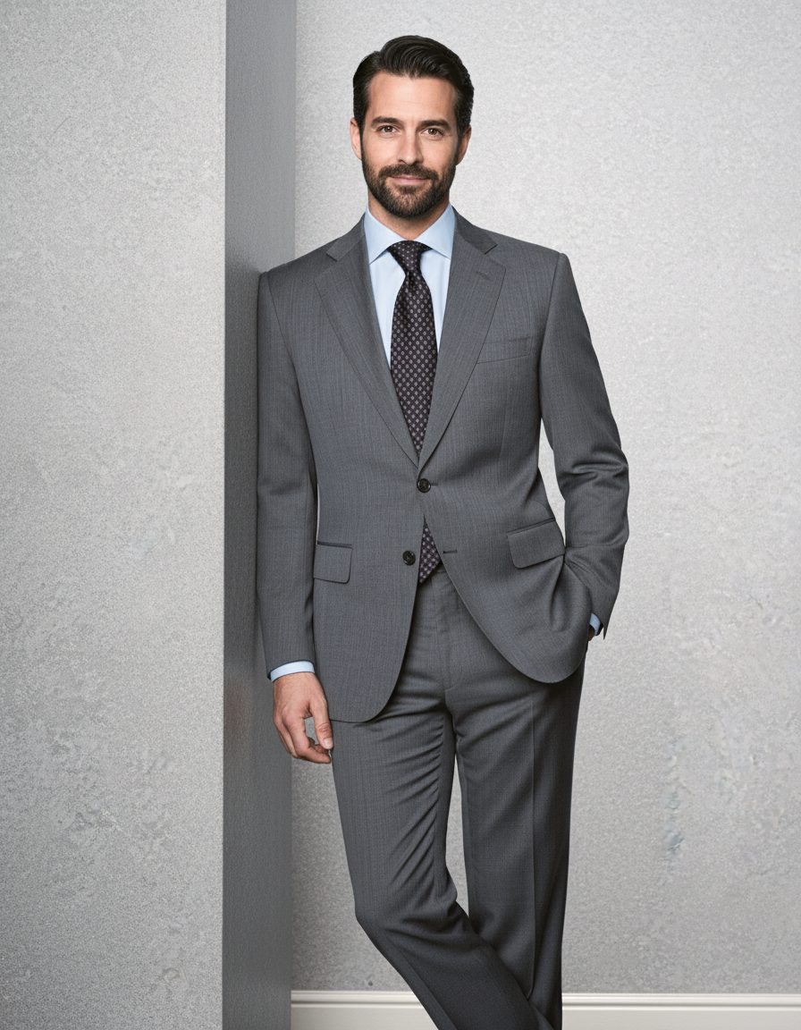 Washable Wool Suit: Mid Grey
