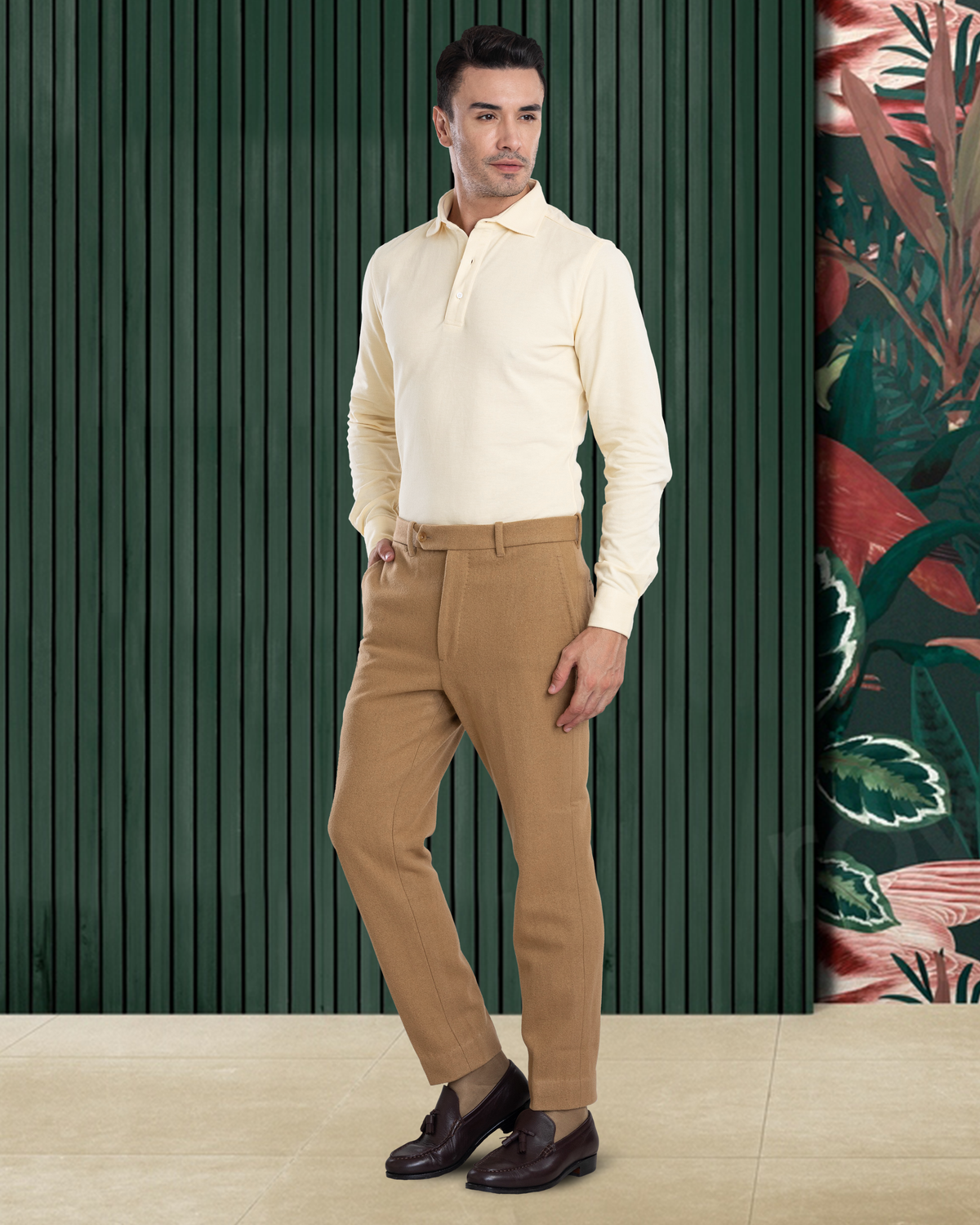 Camel Wool Flannel Pant - 2