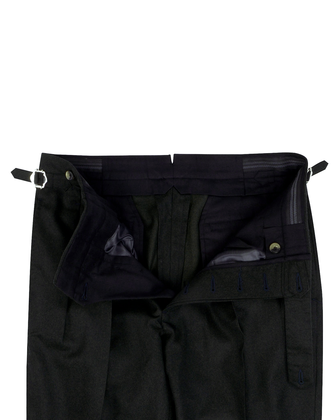 VBC 100% Wool: Greenish Black Flannel High Waisted Pant