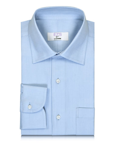 EZS Zegna Pale Blue Dress Herringbone Shirt