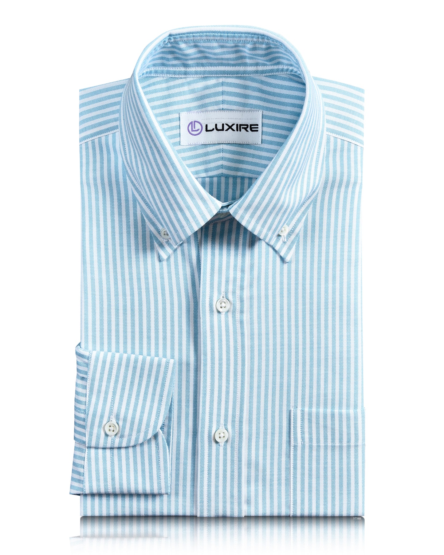 Ferozi Blue on White Oxford University Stripes Shirt