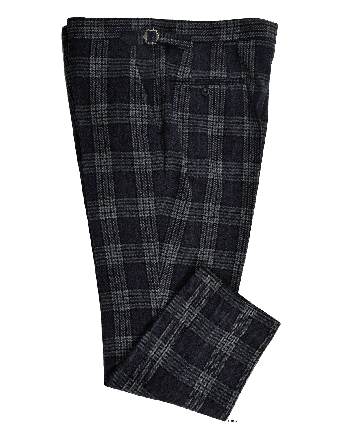 Cerruti Blue Green Wool Plaid Pants - 1