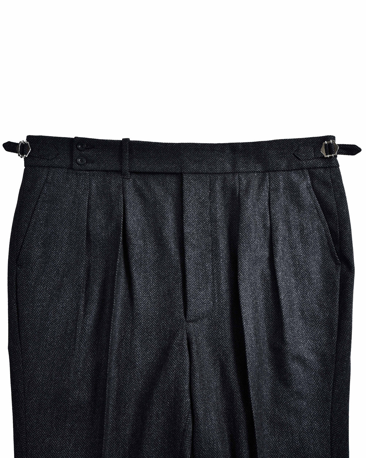 EThomas Wool Cashmere: Dark Grey Herringbone - 3
